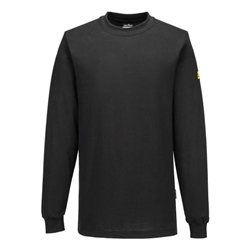 Portwest Anti-Static ESD T-Shirt L/S. Size/Fit  XXL/R, Black. Style AS22