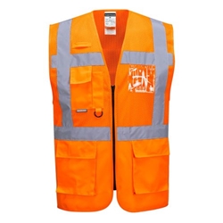Portwest Madrid Hi-Vis Half Mesh Executive Vest . Size/Fit  XXXL/R, Orange. Style C496