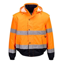 Portwest Hi-Vis 2-in-1 Contrast Bomber Jacket . Size/Fit  XXL/R, Orange. Style C468