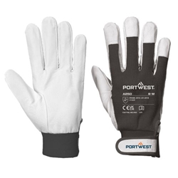 Portwest Leather 110 Grain Palm Mechanical Glove. Size/Fit  XXL/R, Black. Style A250