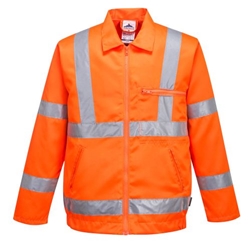 Portwest Hi-Vis Polycotton Bomber Jacket . Size/Fit  S/R, Orange. Style RT40