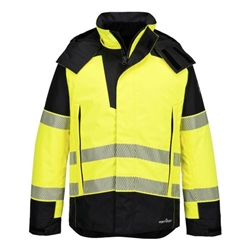 Portwest PW3 Modaflame Rain+ Hi-Vis Multi-Norm FR Winter Jacket. Size/Fit  XXXL/R, Yellow/Black. Style FR606