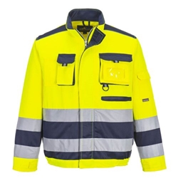 Portwest Lille Hi-Vis Contrast Bomber Jacket. Size/Fit  L/R, Yellow/Navy. Style TX50