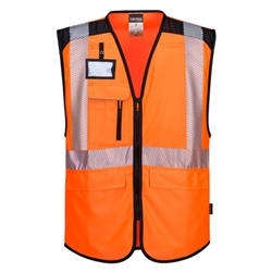 Portwest PW3 Hi-Vis Executive Vest . Size/Fit  XL/R, Orange/Black. Style PW309