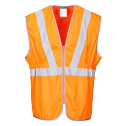 Portwest Hi-Vis Zip Long Length Vest . Size/Fit  L/R, Orange. Style RT20