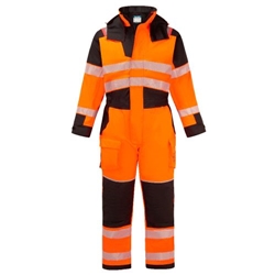 Portwest PW3 Modaflame Rain+ Hi-Vis Multi-Norm FR Winter Coverall. Size/Fit  XL/R, Orange/Black. Style FR516