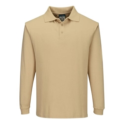 Portwest Modaflame Knit FR Long Sleeve Polo Shirt. Size/Fit  5XL/R, Tan. Style FR10