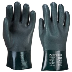 Portwest Chem 270 PVC Double Dipped Gauntlet. Size/Fit  XL/R, Green. Style A827