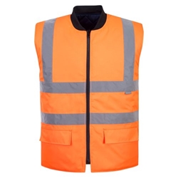 Portwest Hi-Vis Reversible Bodywarmer. Size/Fit  L/R, Orange. Style S469