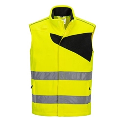 Portwest PW2 Hi-Vis Fleece Bodywarmer. Size/Fit  4XL/R, Yellow/Black. Style PW231