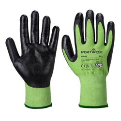 Portwest Cut D13 Nitrile Green Glove . Size/Fit  XS/R, Green/Black. Style A645