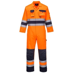 Portwest Nantes Hi-Vis Contrast Work Coverall. Size/Fit  M/R, Orange/Navy. Style TX55