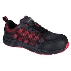 Portwest Composite Textile Trainer S1PS FO SR. Size/Fit  39/D, Black/Red. Style FT35
