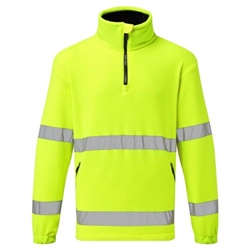 Portwest Hi-Vis 1/2 Zip Fleece. Size/Fit  L/R, Yellow. Style F302