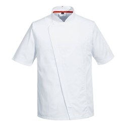 Portwest Chef's Mesh Air Pro Asymmetrical Jacket S/S. Size/Fit  XS/R, White. Style C739