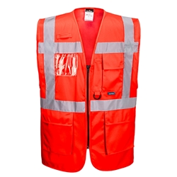 Portwest Berlin Hi-Vis Executive Vest . Size/Fit  M/R, Red. Style S476