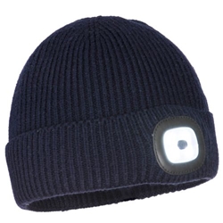 Portwest Workman's LED Beanie. Size/Fit  /R, Navy. Style B033