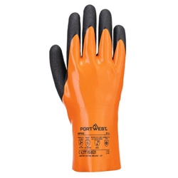 Portwest Grip 15 Nitrile Double Gauntlet . Size/Fit  M/R, Orange/Black. Style AP36