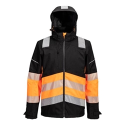 Portwest PW3 Hi-Vis Class 1 Extreme Rain Jacket. Size/Fit  XXL/R, Orange/Black. Style PW368