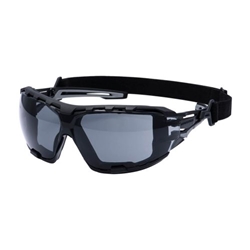 Portwest Anthracite Wraparound Plus Safety Glasses. Size/Fit  /R, Smoke. Style PR02