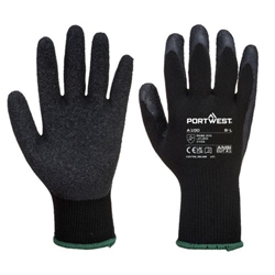 Portwest Grip 10 Latex Glove. Size/Fit  XXL/R, Black. Style A100