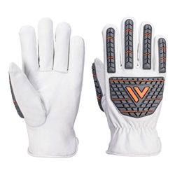 Portwest Impact 110 Cow Leather Glove. Size/Fit  M/R, White. Style A742