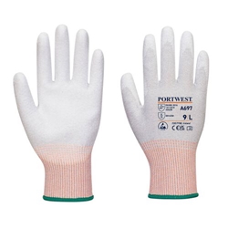 Portwest ESD Cut B13 PU Palm Glove. Size/Fit  XS/R, Grey/White. Style A697