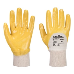 Portwest Grip 12 Nitrile Light Knitwrist Glove. Size/Fit  S/R, Yellow. Style A330