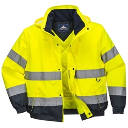 Portwest Hi-Vis 2-in-1 Contrast Bomber Jacket . Size/Fit  S/R, Yellow. Style C468