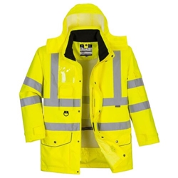 Portwest Hi-Vis Breathable 7-in-1 Traffic Jacket . Size/Fit  L/R, Yellow. Style S427