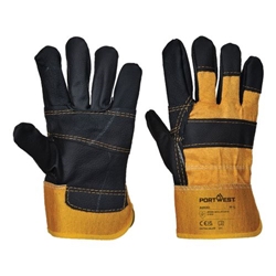 Portwest Leather Rigger 270 Cow Grain Palm Bar Glove. Size/Fit  XL/R, Yellow. Style A200