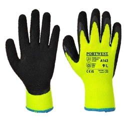 Portwest Cold 10 Latex Foam Glove . Size/Fit  XL/R, Yellow/Black. Style A143