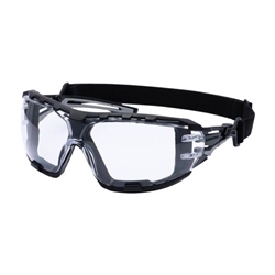 Portwest Anthracite Wraparound Plus Safety Glasses. Size/Fit  /R, Clear. Style PR02