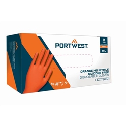 Portwest Disp 7 mil Disposable Glove (Pk100). Size/Fit  XXL/R, Orange. Style A930
