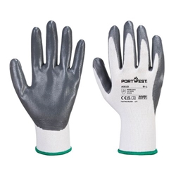 Portwest Grip 13 Nitrile Glove. Size/Fit  L/W, Grey/White. Style A310