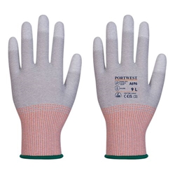 Portwest LR13 ESD PU Fingertip Cut Glove. Size/Fit  M/R, Grey/White. Style A696
