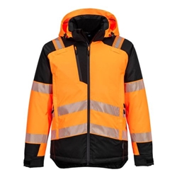 Portwest PW3 Hi-Vis Winter Jacket. Size/Fit  L/R, Orange/Black. Style T160
