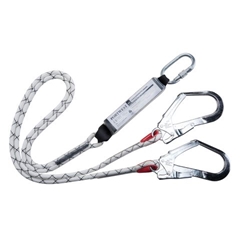 Portwest Double Kernmantle 1.8m Lanyard With Shock Absorber. Size/Fit  /R, White. Style FP55