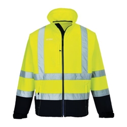 Portwest Hi-Vis Contrast Softshell (3L). Size/Fit  XXL/R, Yellow/Navy. Style S425