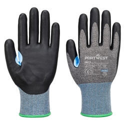 Portwest CS Cut D15 Nitrile Glove. Size/Fit  M/R, Grey/Black. Style A644