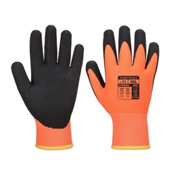Portwest Cold 10 Nitrile Sandy Liquid Repellent Glove. Size/Fit  L/R, Orange/Black. Style AP02