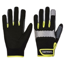 Portwest PW3 Mechanic 80 Reflective Utility Glove. Size/Fit  S/Y, Black/Yellow. Style A770