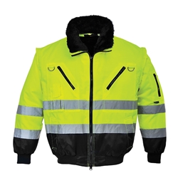 Portwest Hi-Vis 3-in-1 Contrast Pilot Jacket . Size/Fit  S/R, Yellow/Black. Style PJ50