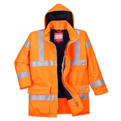 Portwest Bizflame Rain Hi-Vis FR  Winter Jacket. Size/Fit  5XL/R, Orange. Style S778