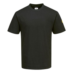 Portwest Anti-Static ESD T-Shirt S/S. Size/Fit  XXS/R, Black. Style AS20
