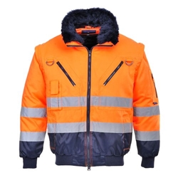 Portwest Hi-Vis 3-in-1 Contrast Pilot Jacket . Size/Fit  XL/R, Orange/Navy. Style PJ50