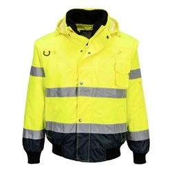 Portwest Hi-Vis 3-in-1 Contrast Bomber Jacket . Size/Fit  XS/R, Yellow/Navy. Style C465