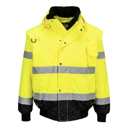 Portwest Hi-Vis 3-in-1 Contrast Bomber Jacket . Size/Fit  M/R, Yellow/Black. Style C465