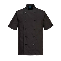 Portwest Chef's Kent Jacket S/S . Size/Fit  XXS/R, Black. Style C734