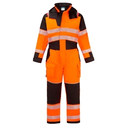 Portwest PW3 Modaflame Rain+ Hi-Vis Multi-Norm FR Winter Coverall. Size/Fit  M/R, Orange/Black. Style FR516